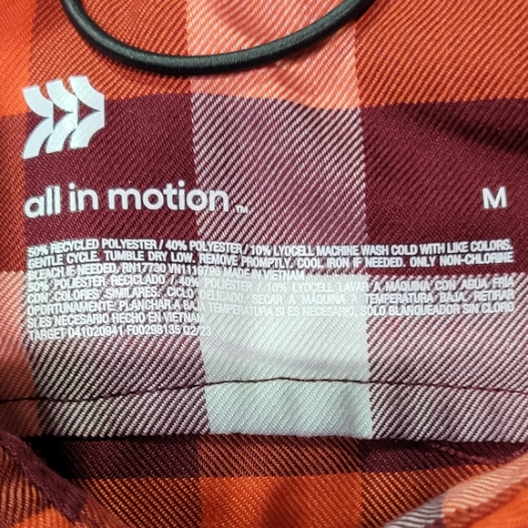 All In Motion Men's NWT Red Long Sleeve Flannel Button Down Shirt Size Medium - Picture 4 of 6